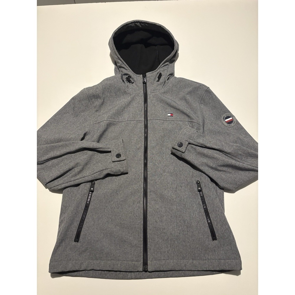 Men's Tommy Hilfiger Soft Shell Performance Hooded Jacket Gray SZ M Sherpa Lined